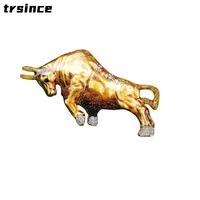 fashion bullfight animal brooch men and women clothing accessories alloy enamel gold color cattle metal brooches gift for women