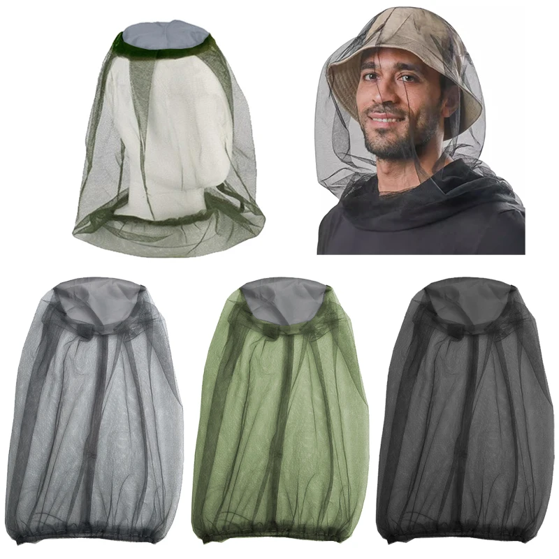 

4PCS Outdoor Fishing Hat Solid Color Mosquito Net Protective Net Face Protector Travel Camping Cap For Field Protection Tools