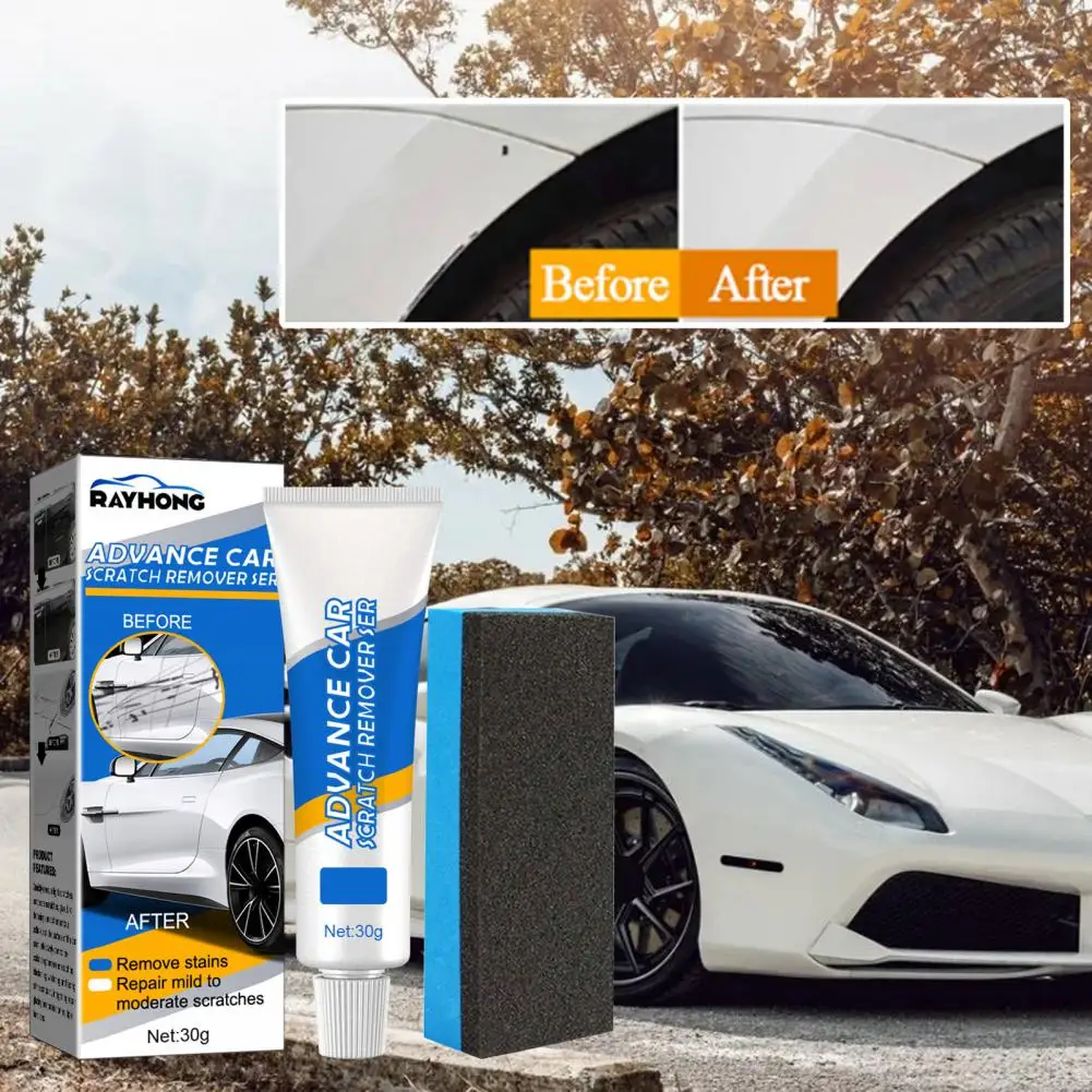 

30g Scratch Repair Cream Waxing Sponge Restore Luster Repair Tool Car Body Paint Cleaning Paste Kit for Automobile