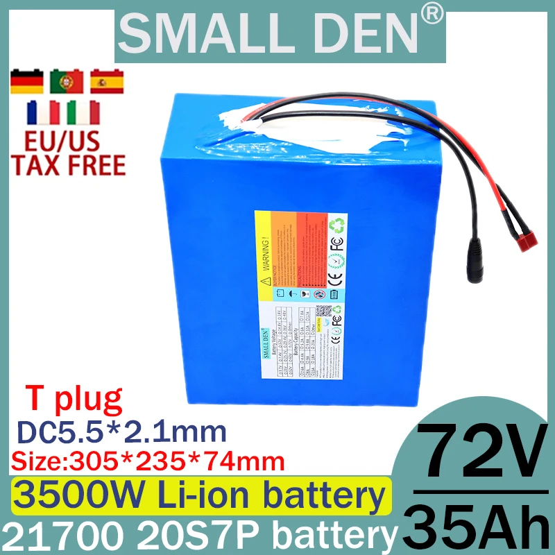 72 В 35 Ач 21700 20S7P литиевый аккумулятор с мощной резервной батареей 0-3500 Вт