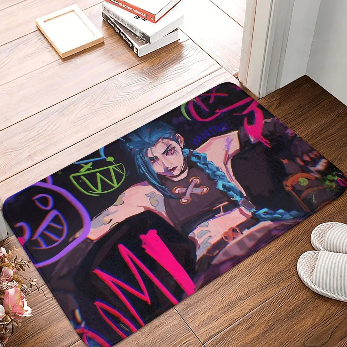 

Cool Jinx Cyberpunk Non-slip Doormat Bath MatArcane League of Legends Anime Floor Carpet Welcome Rug Bedroom Decor