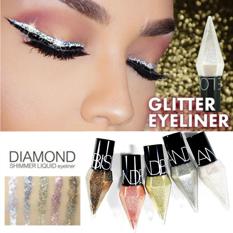 

Shiny Eye Liners Cosmetics For Women Pigment 5 Colors Liquid Glitter Eyeliner New Professional Waterproof Long-lasting Makeup