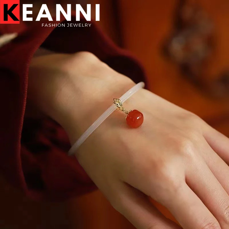 

1 Pc Lotus Chalcedony Bracelet Persimmon White Jade Bracelets for Women & Men Luxury Imitation Hetian Jade Bangle New Trend 2023