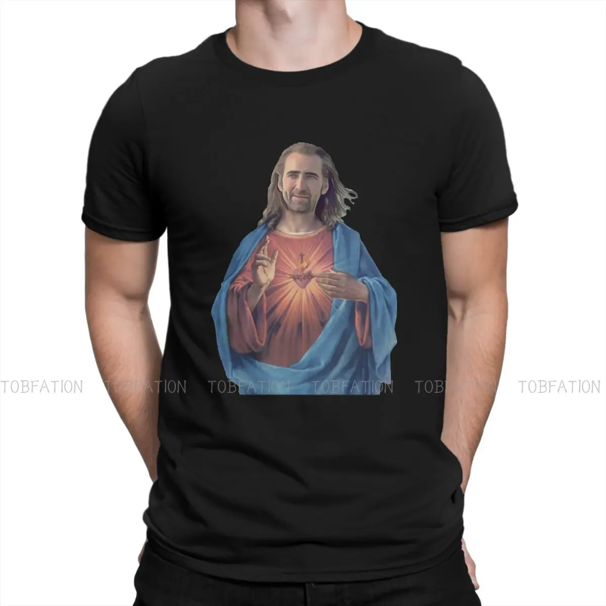

Nicolas Cage Jesus Art T Shirt Men Ofertas S-6XL Ofertas Tshirt Cotton Harajuku Clothing