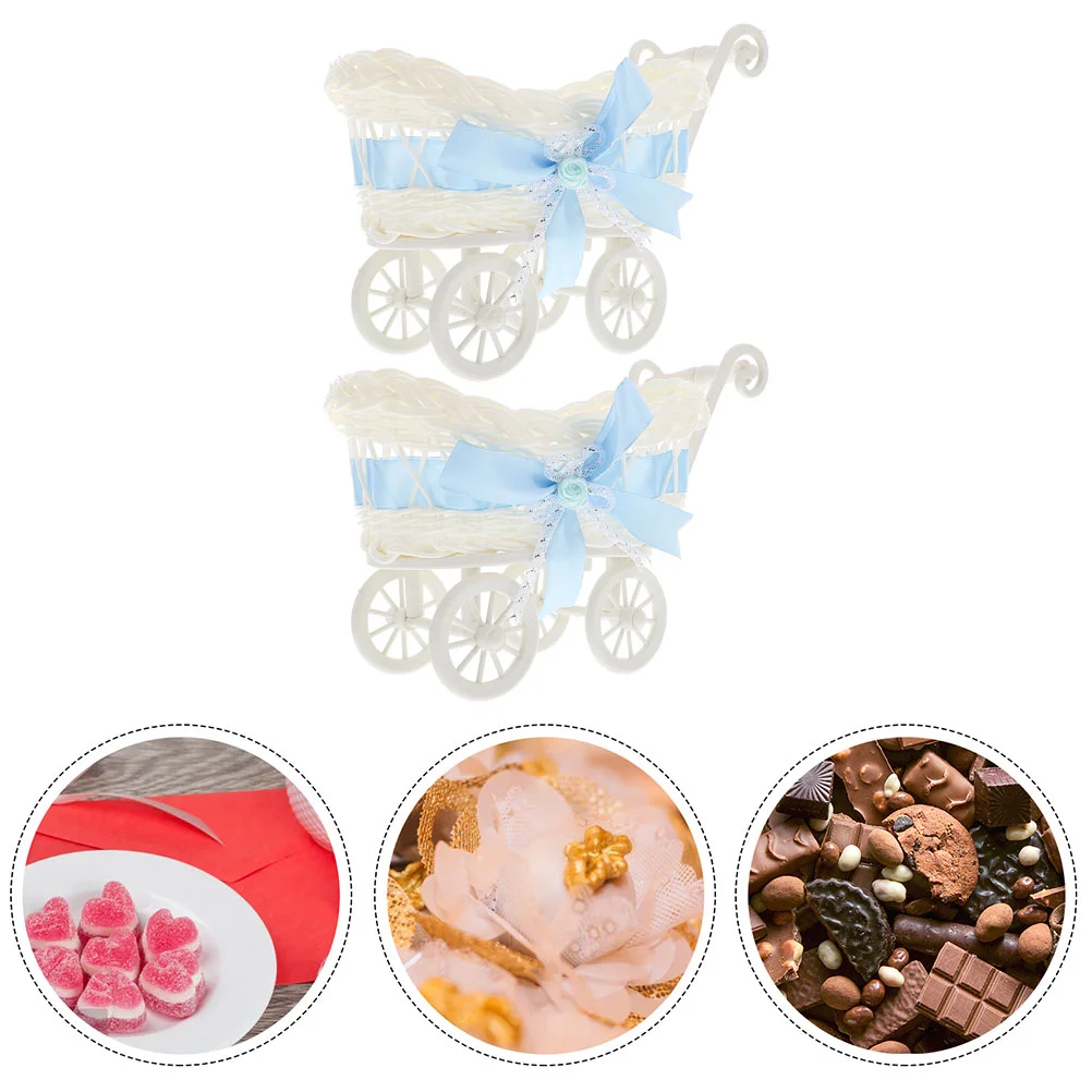 

2 Pcs Party Flower Basket House Ornaments Baby Shower Woven Candy Home Décor Wedding Decoration Favors Cute Storage