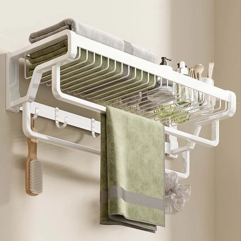 

2 Layers Non Punching Aluminum Material Bathroom Towel Rack Hotel Bathroom Hardware Pendant