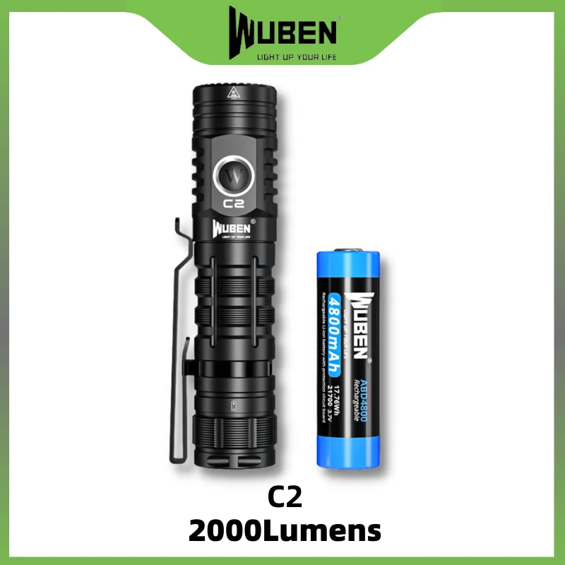 

WUBEN C2 Intelligent Rechargeable Flashlight 2000Lumens With Power Bank Protable EDC Troch Light