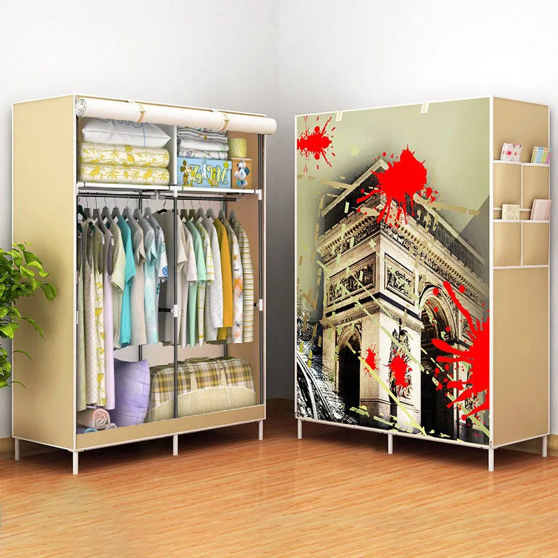 Wardrobe Simple Cloth Cabinets Space Saving Cabinet Dust Storage Wardrobe Hanging Folding G Portable Cabinet Bedroom Closets