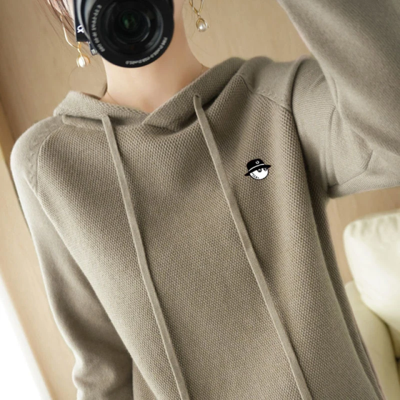 Women's Golf Clothing 2022 Autumn Winter Horse Golf Wear Women Sweater Soft Warm Fashion Casual Knitted Hooded Sweater