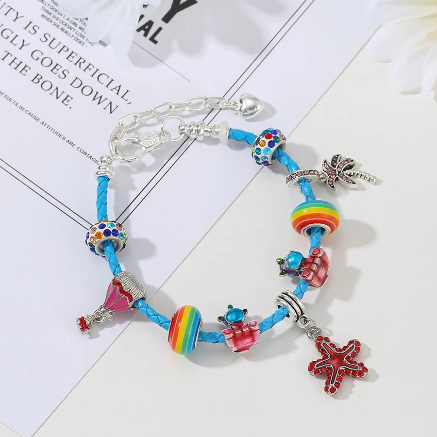 Seialoy летние парусные красные морские звезды очаровательные кожаные браслеты для