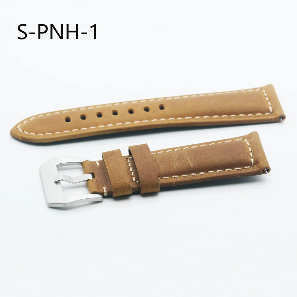 

Genuine Leather Watch Band Strap 20mm 22mm 24mm 26mm Men Thick Watchbands Bracelet Belt With Metal Buckle For Panerai Watch
