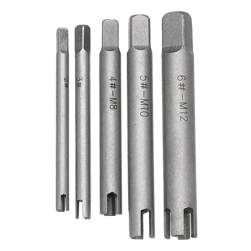 

5Pcs M5-M12 Damaged Screw Tap Extractor Guide Set Broken Remover Tool Wrench Drill Bit