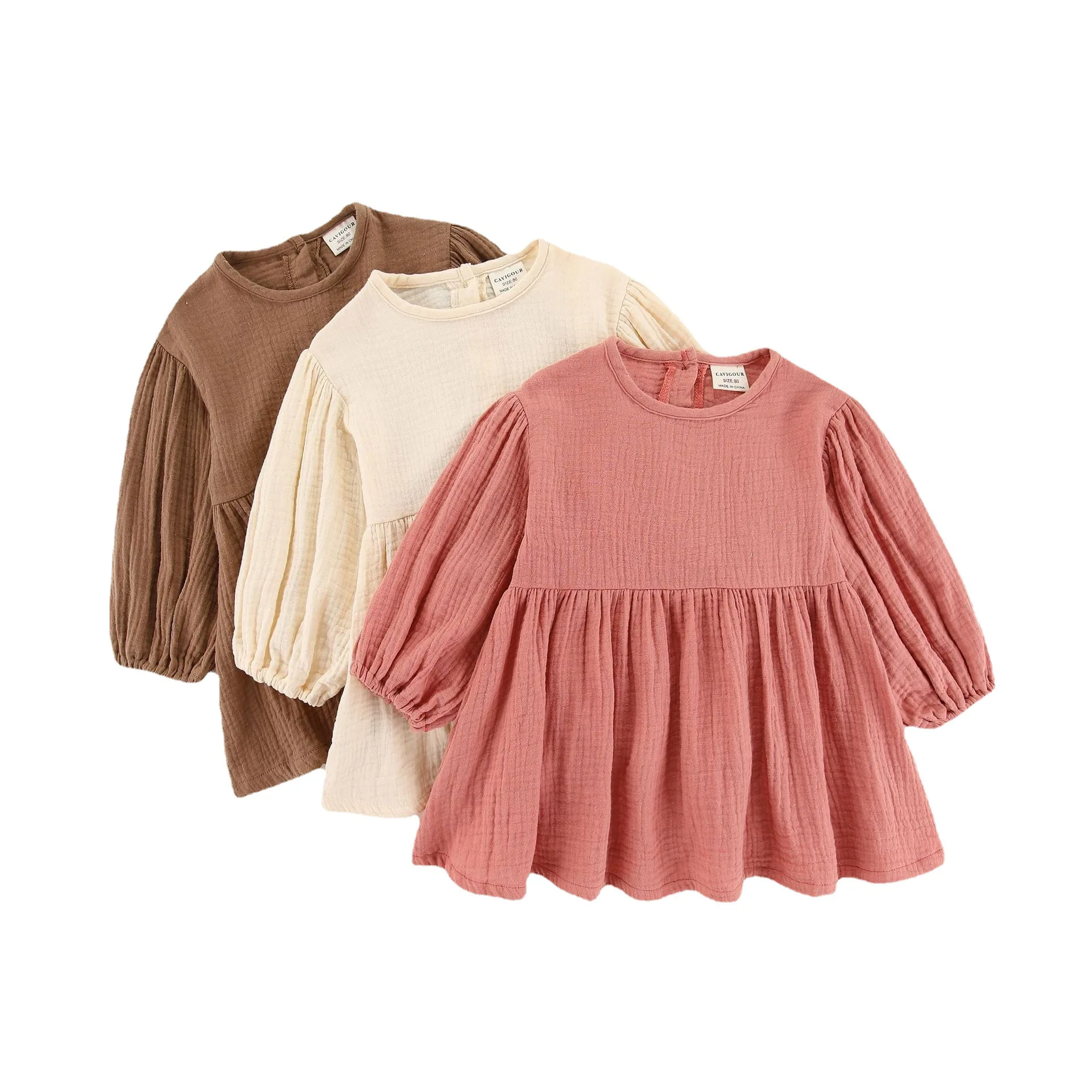 

Spring Autumn Children Clothes Organic Cotton Loose Long Sleeve Baby Girls Dress Fashion Lovely Princess Kids Dresses