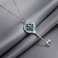 new arrival 30 silver plated trendy flower key design ladies pendant necklace jewelry for women birthday gifts no fade