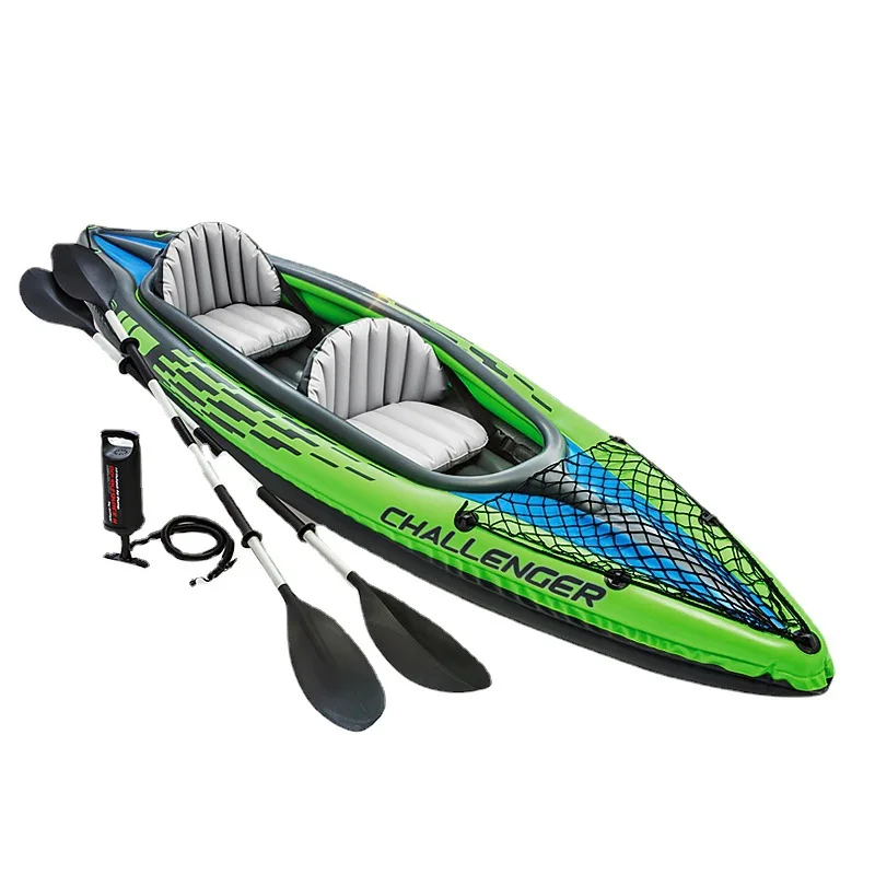 

Inflatable Double Boat Kayak With Seat 351cmX76cmX38cm Challenger 2 Person Fishing Drifting Boat