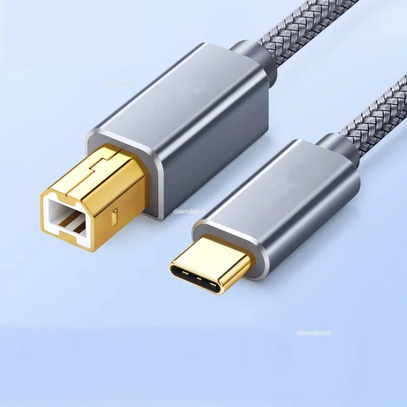 Кабель для принтера с USB C на USB B 2,0, плетеный сканер для принтера Epson, HP, Canon, Brother, MacBook Pro, Samsung, кабель миди-контроллера