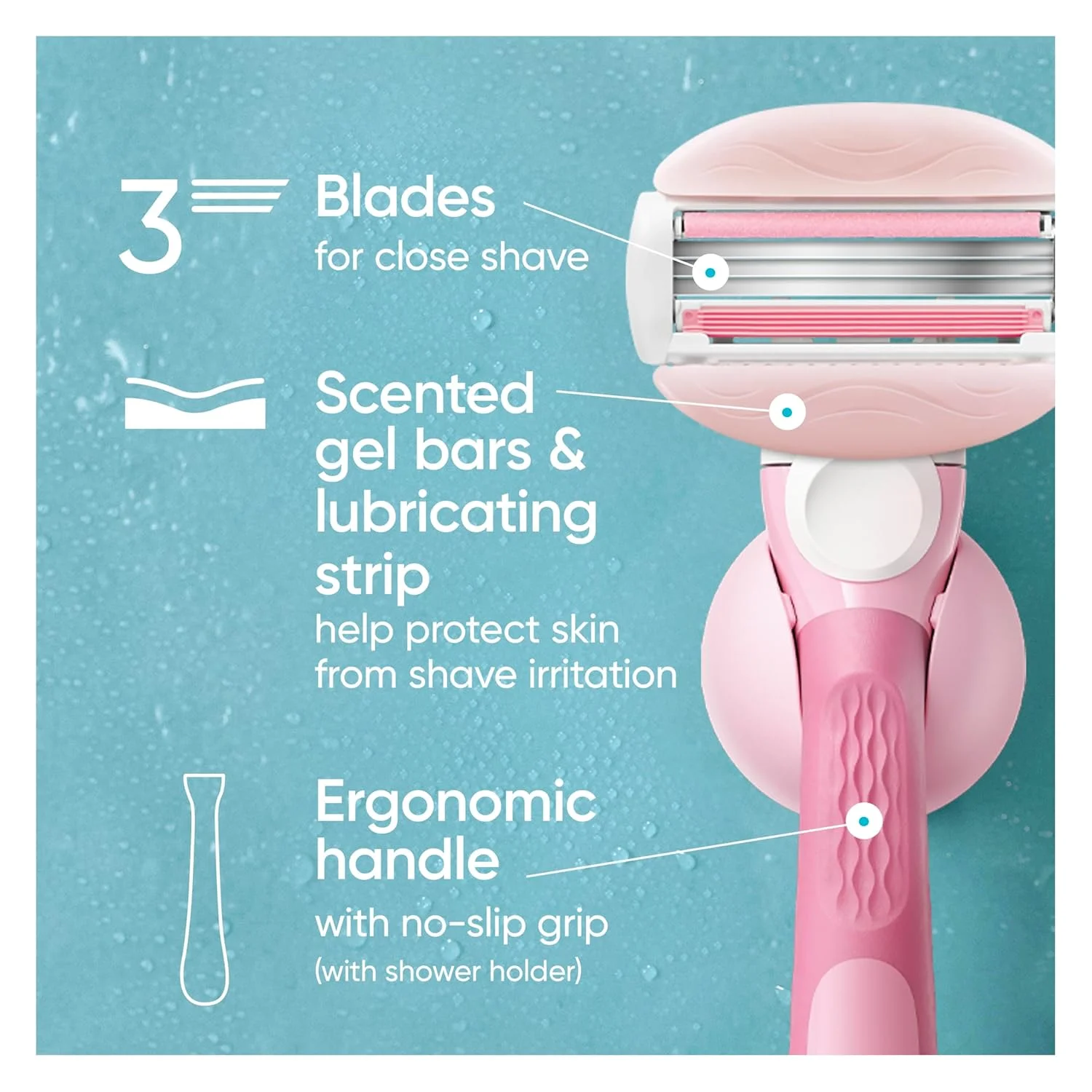 Женская бритва Gillette Venus, 1 многоразовая ручка + 4 сменных лезвия, женская бритва со встроенными гелевыми полосками для бритья. (art.: 3920d97fbc16a) - 3920d97fbc16a