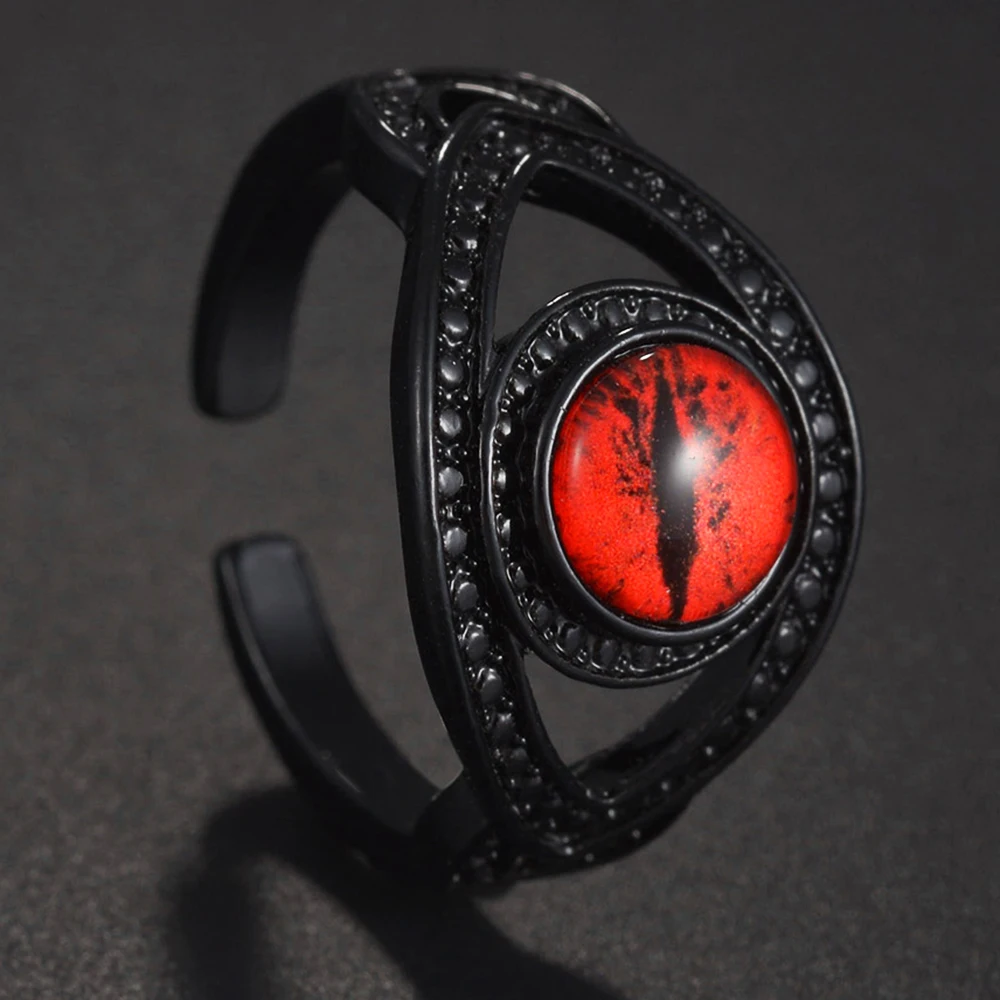 

2023 High Quality Vintage Cute Retro Open Ring Red Crystal Evil Eye Rings For Men Women Birthday Party Jewelry Gift Dropshipping