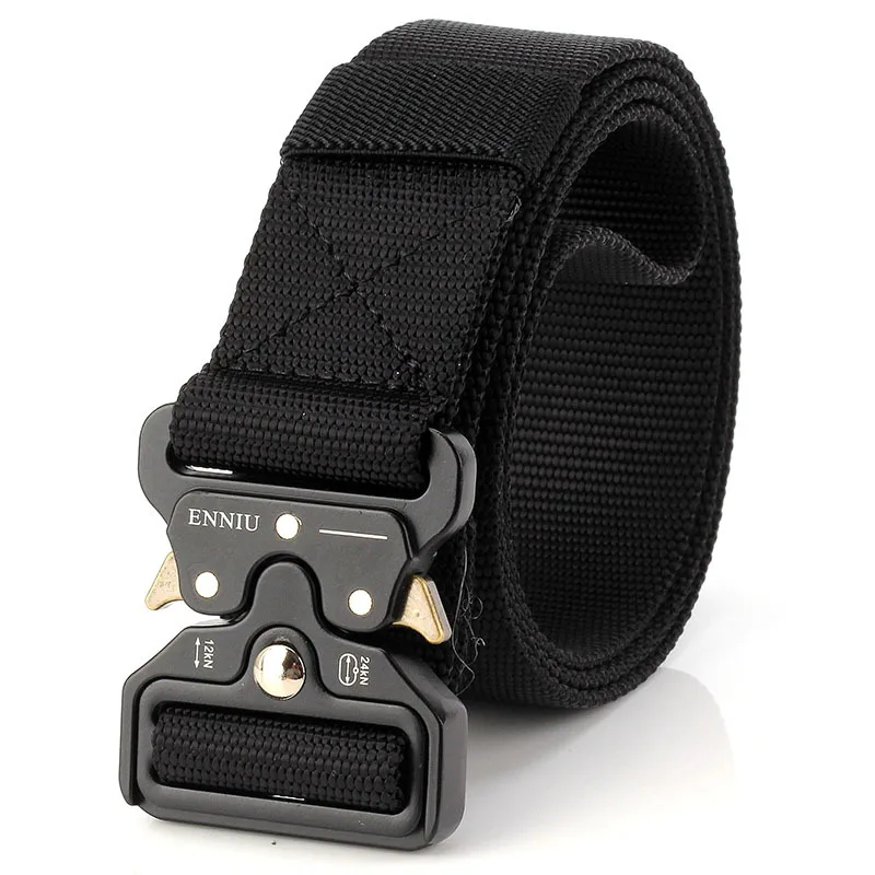 Tactical Belt Men Metal Buckle Military Hiking Rigger Nylon Web Work Belt With Heavy Duty Quick Release Buckle Waist Accessories