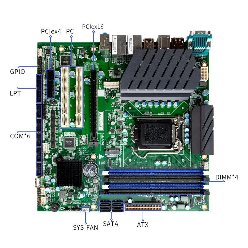 

Zhiwei Industrial Motherboard Supports 10/11 Generation CPU Independent Dual Display Dual Network Port Dual Channel