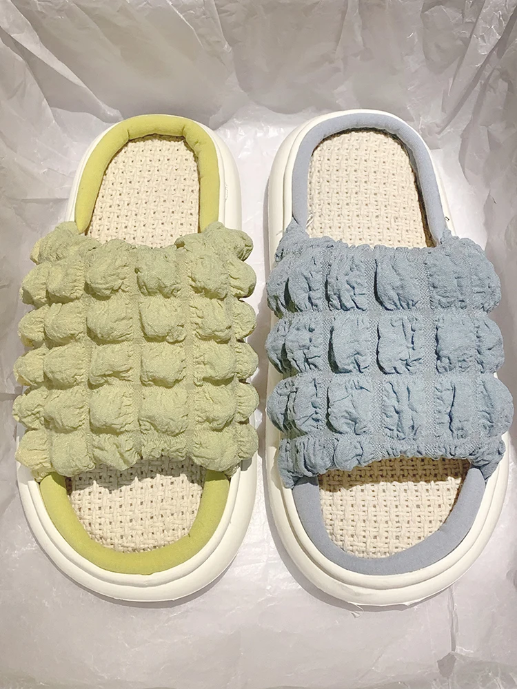 

Женские льняные тапочки, летняя одежда, высококачественные Нескользящие шлепанцы на платформе