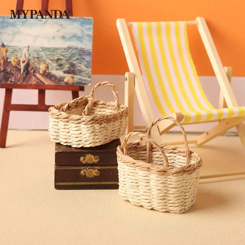

1:12 Dollhouse Miniature Storage Basket Vegetable Food Woven Frame Kitchen Model Decor Toy Doll House Accessories