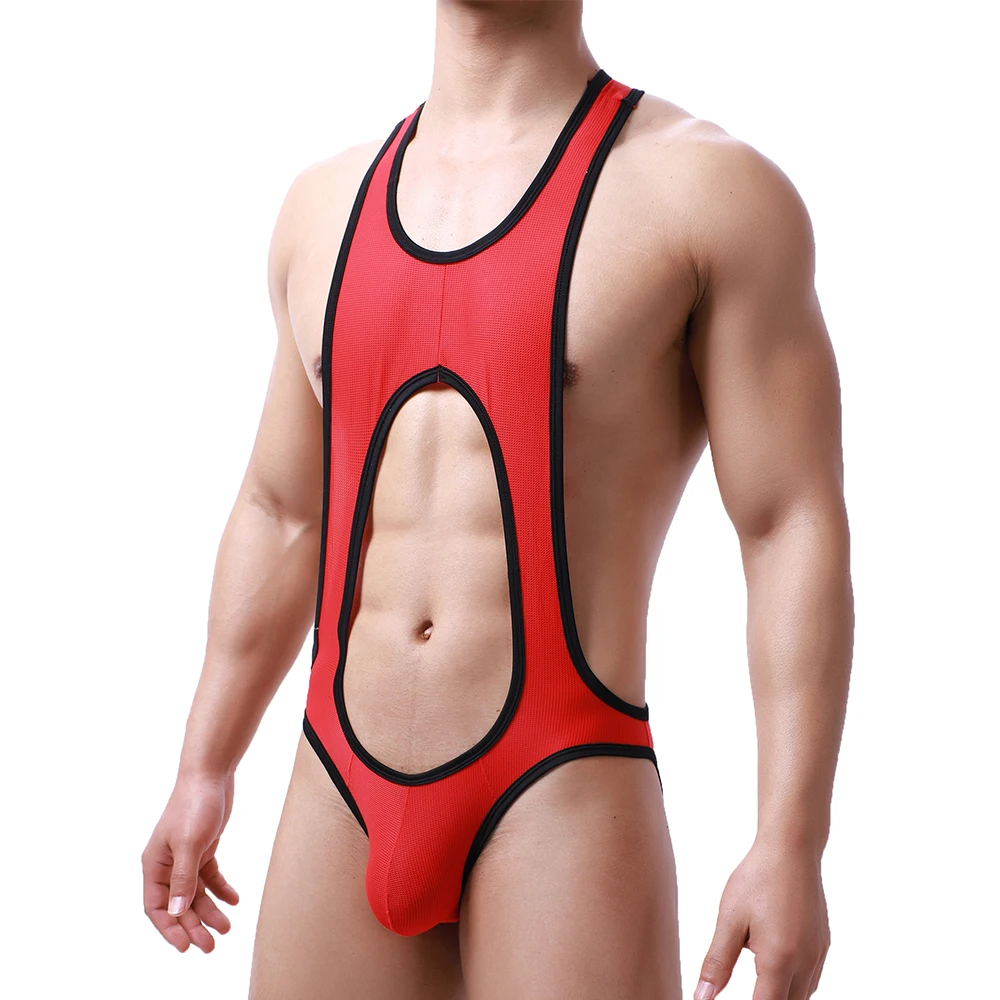 Сексуальное мужское нижнее белье трико бандаж сетчатые дышащие боди фетиш