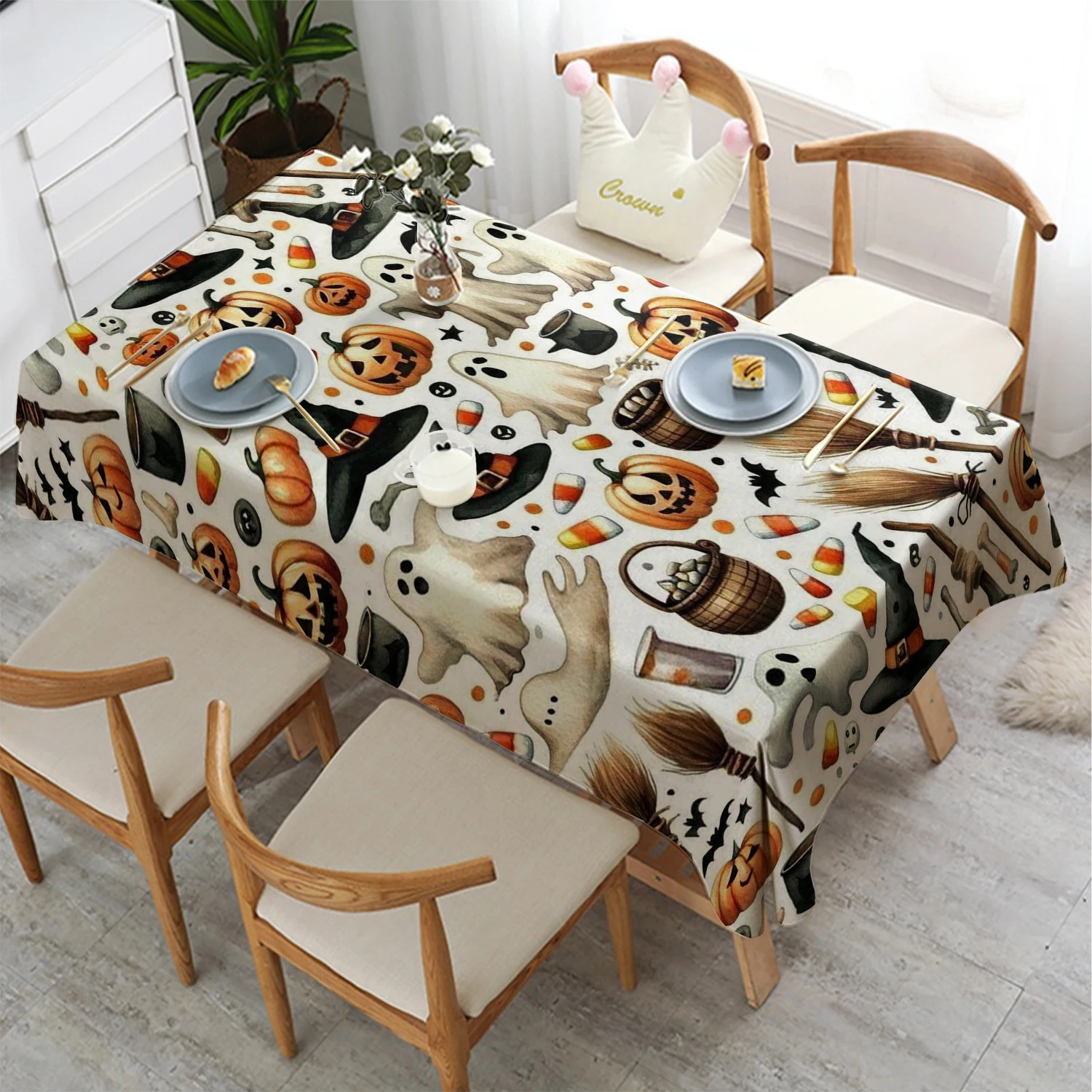 

Halloween Pumpkin Tablecloth Restaurant Kitchen Tablecloth Living Room Home Decoration Rectangular Party Decoration