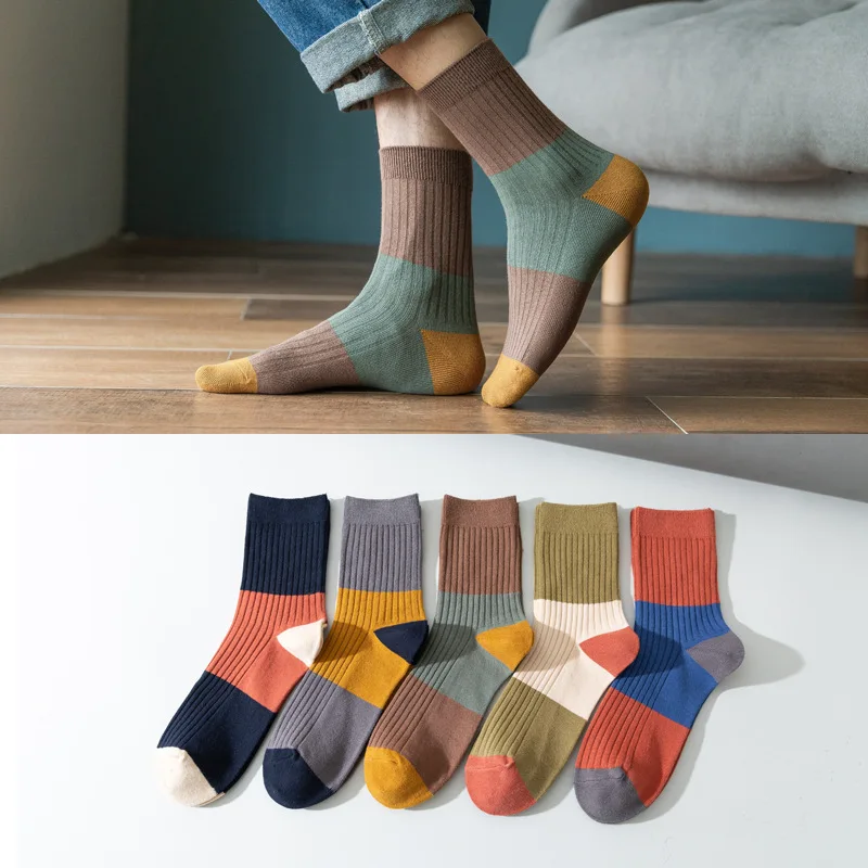 

Men's Color-block Mid-tube Cotton Socks Combed Cotton Business Casual Socks Seasonal Trend