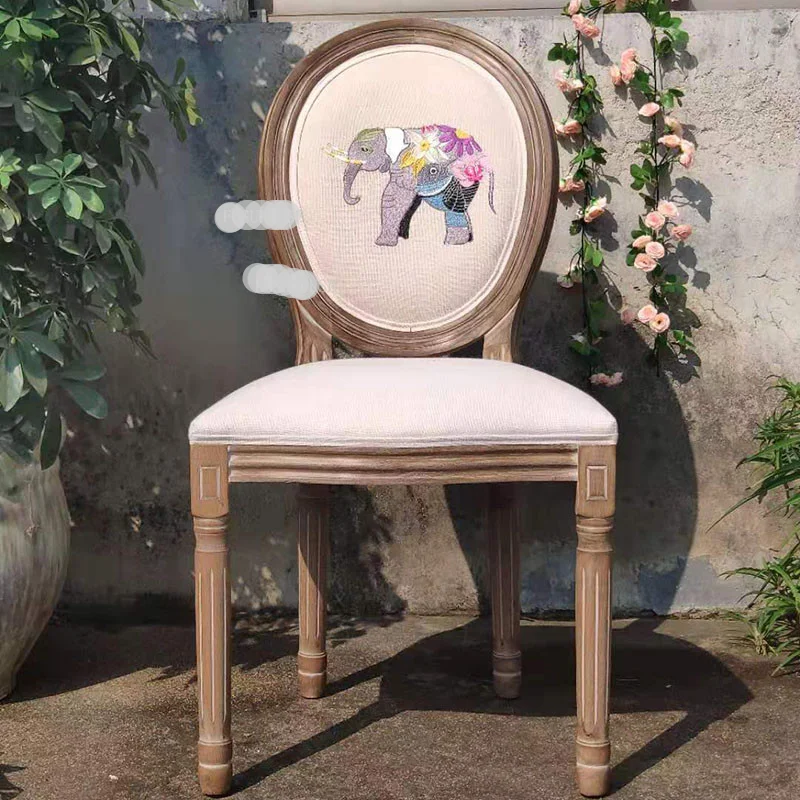 

American Retro Dining Chairs Solid Wood Back Armchair Home Living Room Furniture New Chinese Creative Negotiation Dining Chair