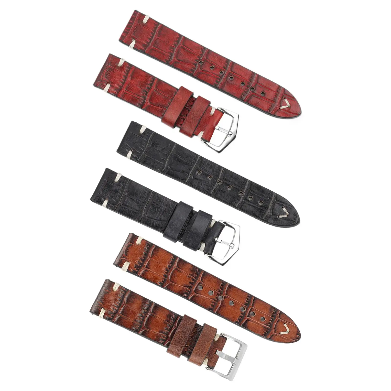 

PU Leather Watch Band, Handmade 18mm Watch Strap Wristbands for Men