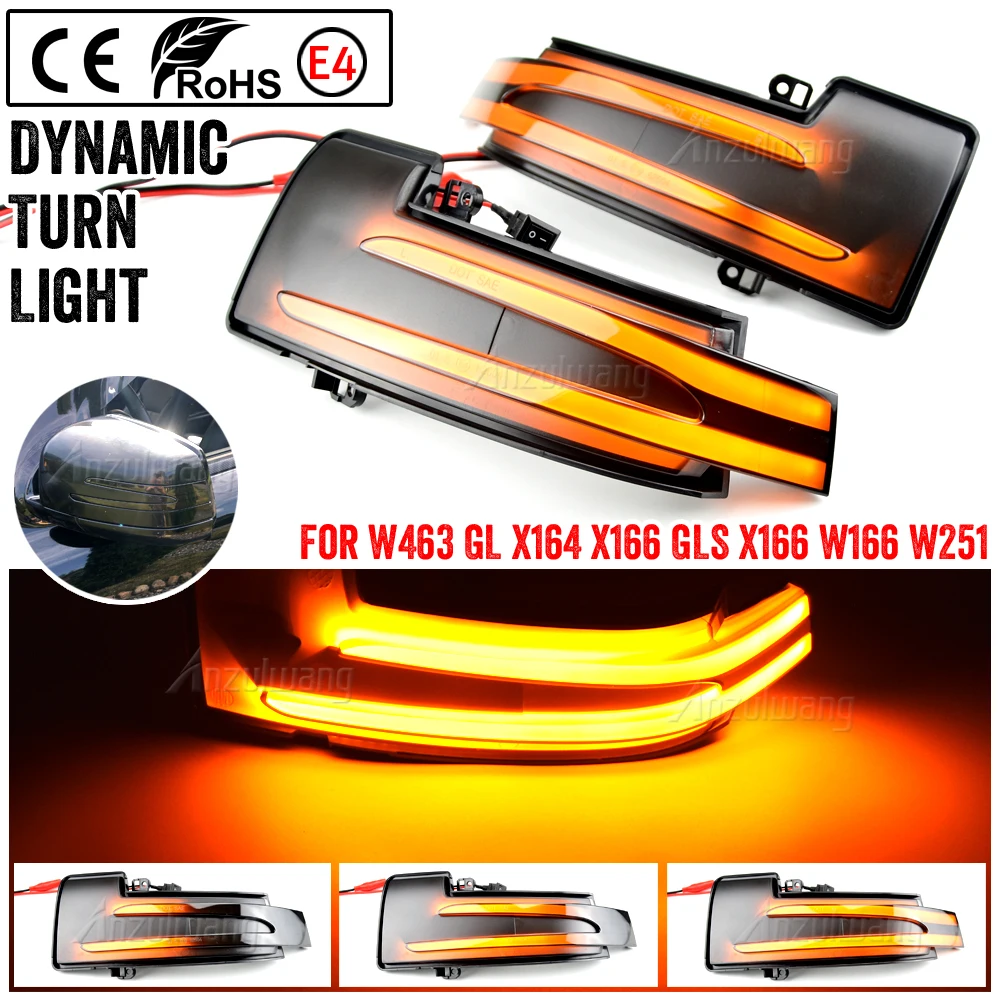 

2Pcs For Mercedes-Benz G M R-Class SUV W463 GL X164 X166 GLS X166 W166 W251 LED Dynamic Mirror Blinker Light Turn Signal Lamp
