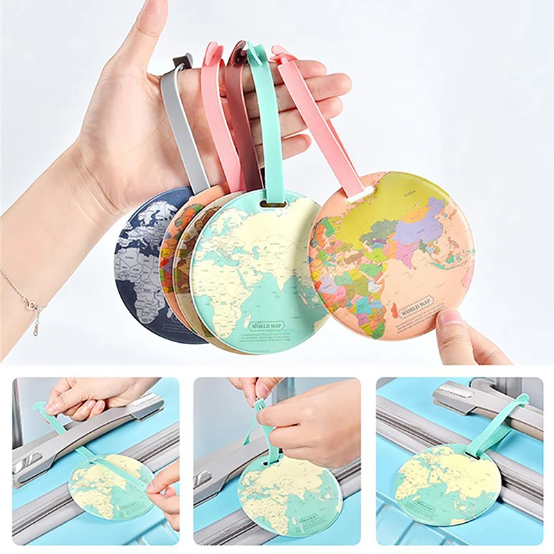 

1Pc Fashion Map Luggage Tag Travel Accessories Plastic Suitcase ID Address Holder Baggage Boarding Tag Portable Label