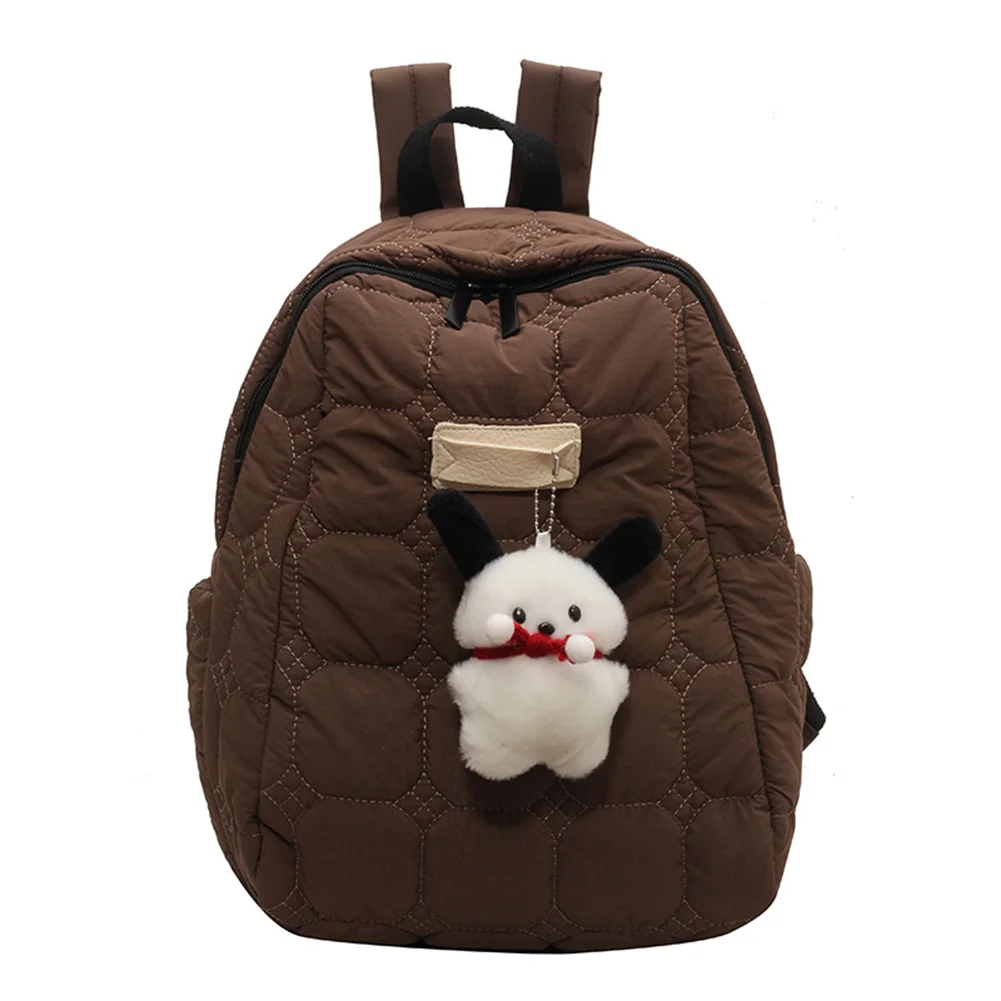 

Unisex Cotton Padded Backpack Lightweight Puffy Backpack Large Capacity Zipper Closure Adjustable Strap for Travel School