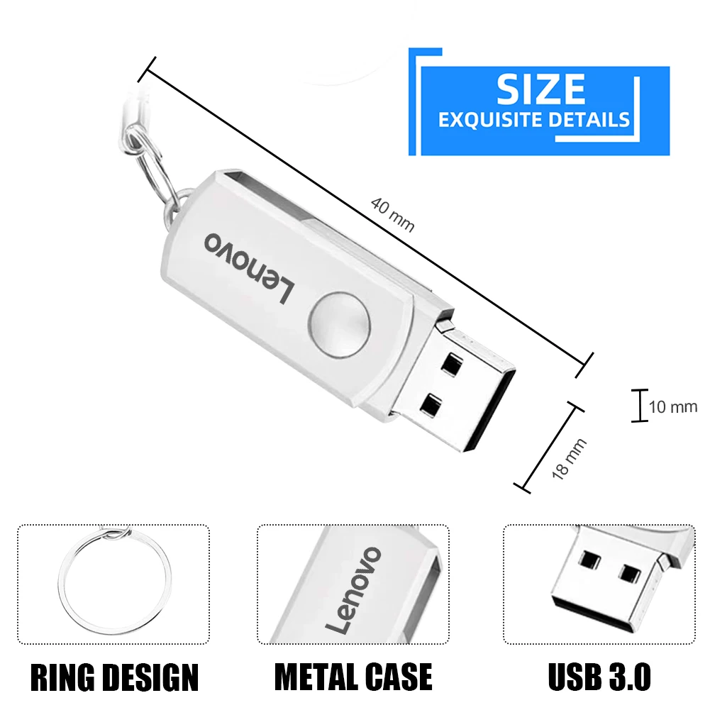Lenovo 16 ТБ USB 3.2 Pen Drive 8 Высокоскоростной металлический портативный SSD Pendrive Cle U Disk