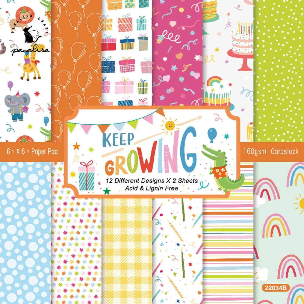 

24 Sheets Birthday Scrapbooking Paper Pack For Card Making Handmade Art Background Decorative Paper Crafts Material Paper Supply