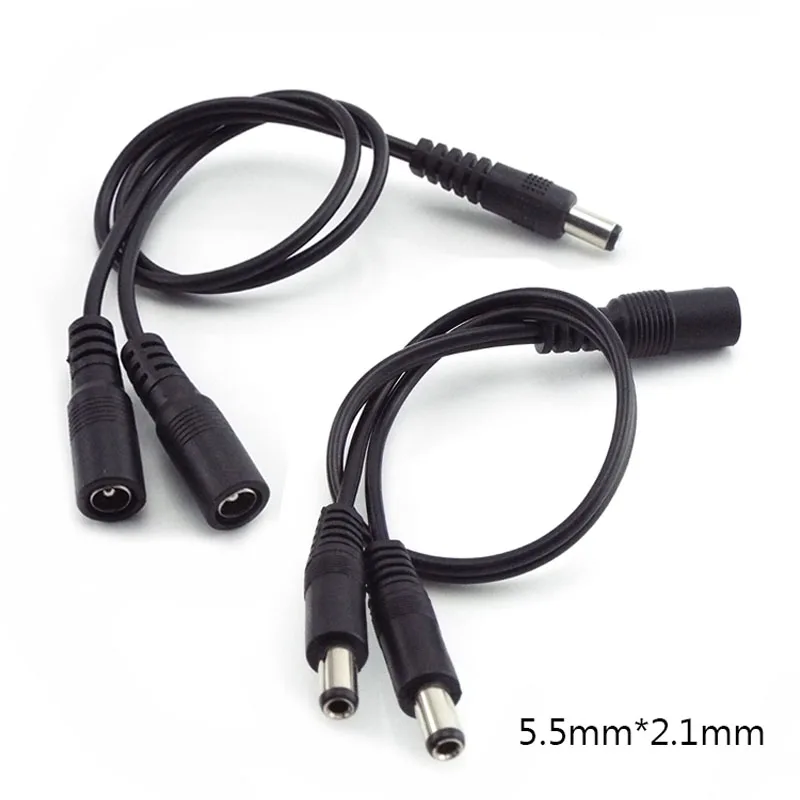 

1 Female To 2 Male and 1 Male To 2 Female Plug Jack Splitter Connector Supply DC Power Cable For CCTV Camera LED Strip