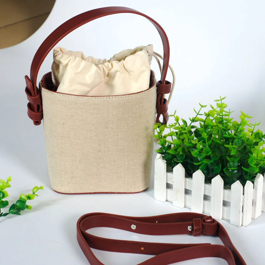 Женский кошелек и сумочка Корейская сумка-мешок на шнурке льняная маленькая