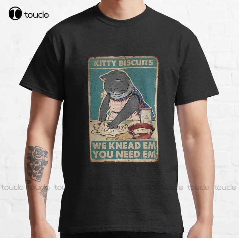 

Классическая футболка с надписью «New Kitty Blackcat - Kitty Бисквитное печенье», «I Knead Em You Need Em», футболка с собакой и мамой, хлопковые футболки, модные...