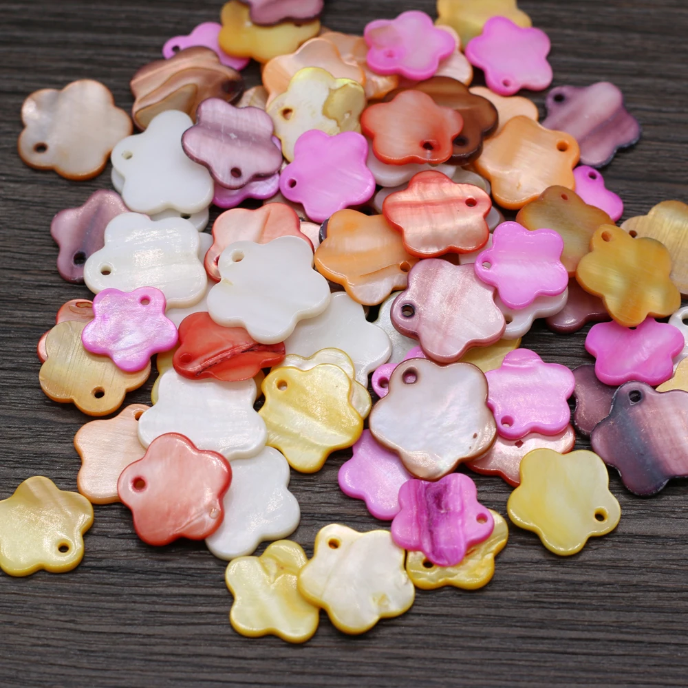 

Natural Shells Plum Flower Hole Beads 15x15mm For Jewelry Making DIY Necklace Accessories Charm Gift Mother-of-pearl Shell 10PCS
