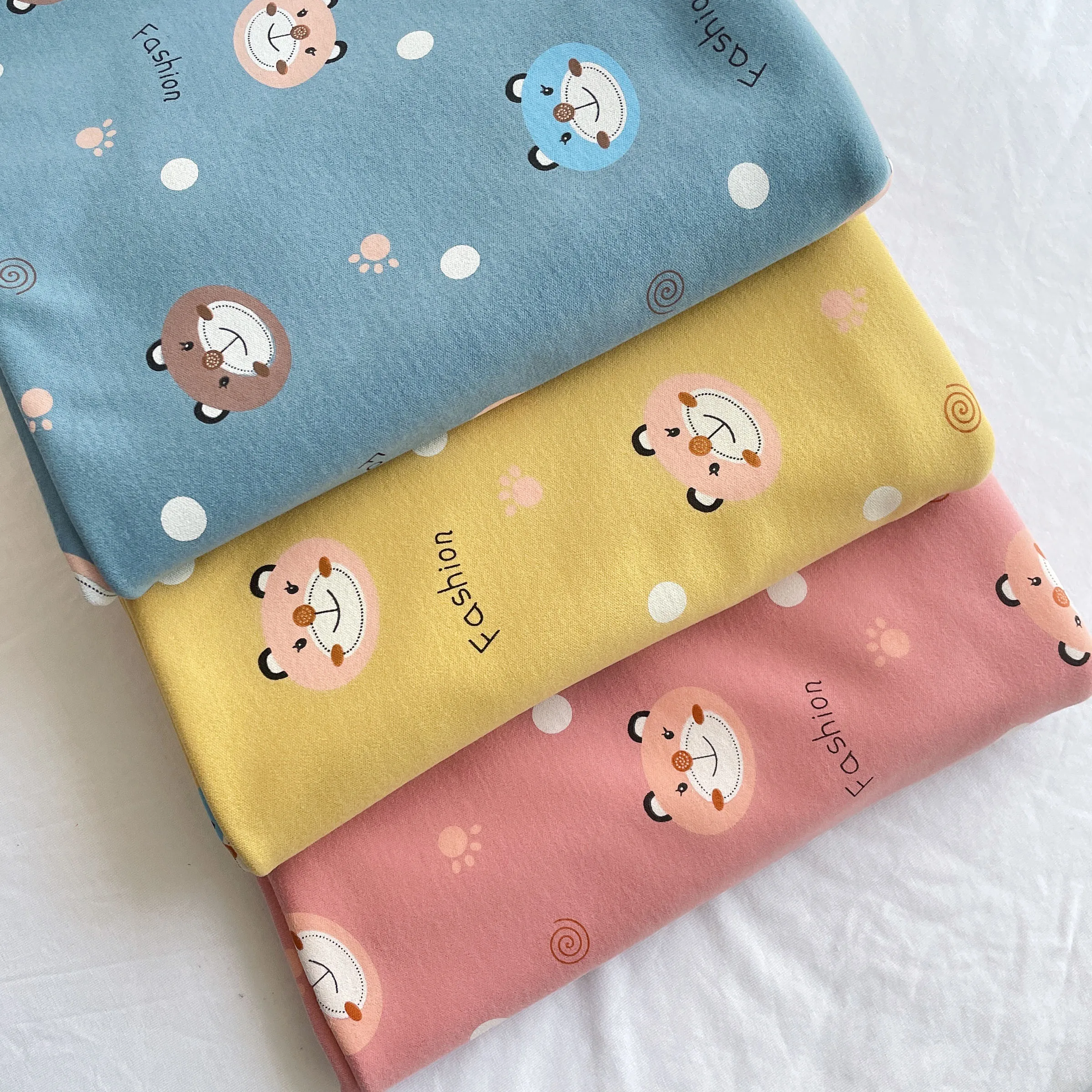 

Stretch Knitted Fabric Cotton By The Meter for Clothing Baby Pajamas Sewing Kids Winter Soft Drape Cloth Medium-thick Breathable