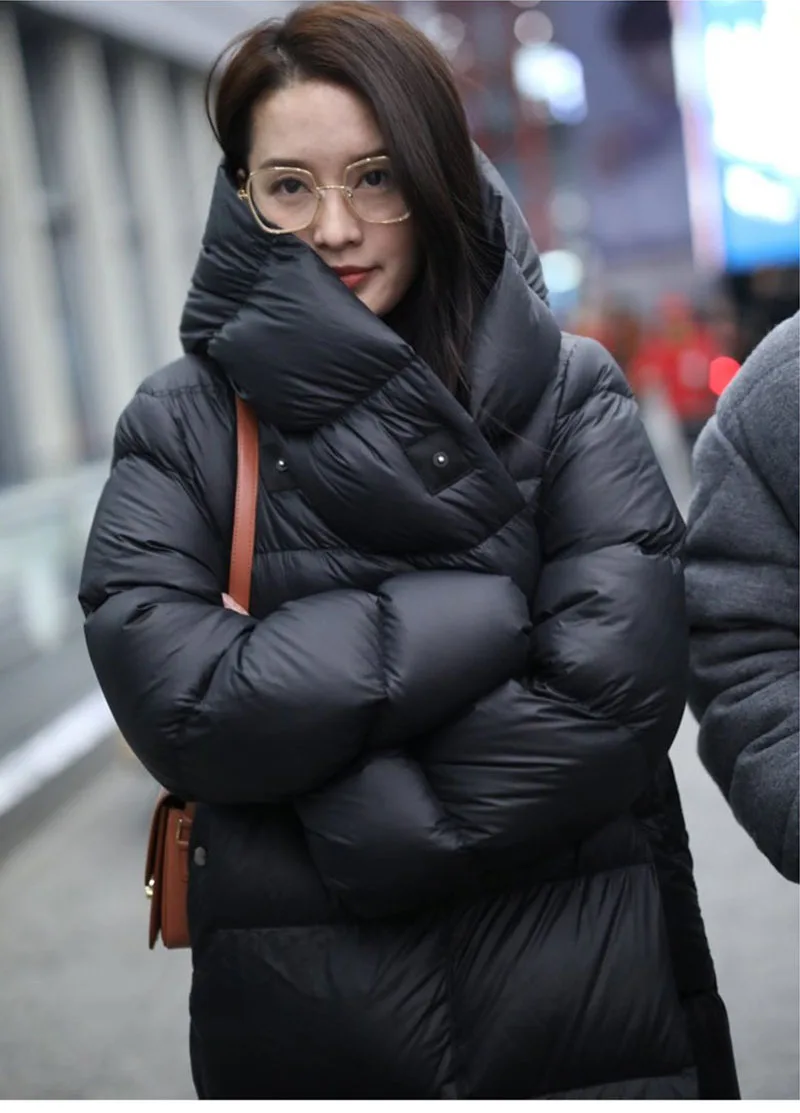 2023 New Arrival Woman Duck Down Coat Puffer Parkas Winter Jacket with a Hood for Lady Female Outerwear Windbreaker Black Khaki