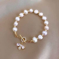 2022 pearl string bracelet for women party gift luxury zircon bee pendant bracelet fashion girls sweet jewelry