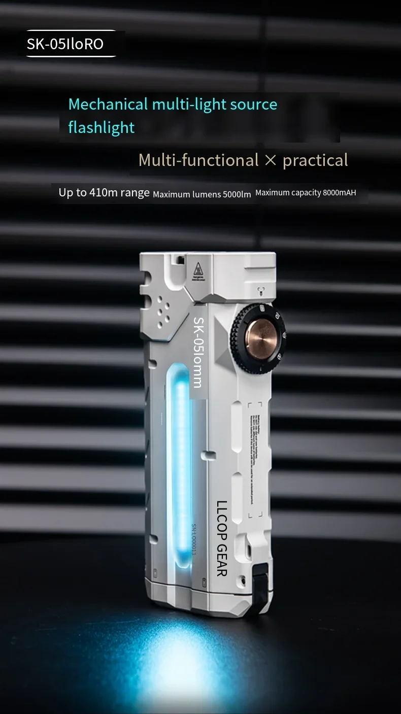 Фото Механический тактический карманный фонарь LOOP GEAR SK05 PRO II 2-го поколения с несколькими источниками света, высокой светоотдачей и RGB-подсветкой №2