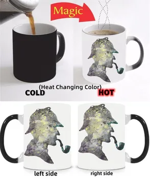 Watercolor Grandpa Papa Mug Ceramic Coffee Mugs Kitchen Pipe Porcelain Cups Tea Art Mugen Temperature Color Change Heating Mugs