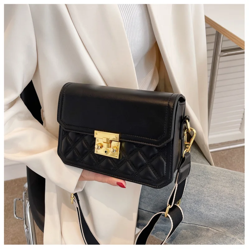 

Diamond Lattice Shoulder Bag Women's Black Quilted Pu Leather Crossbody Bag Brand Designer Handbags Ladies Fashion Messenger Bag