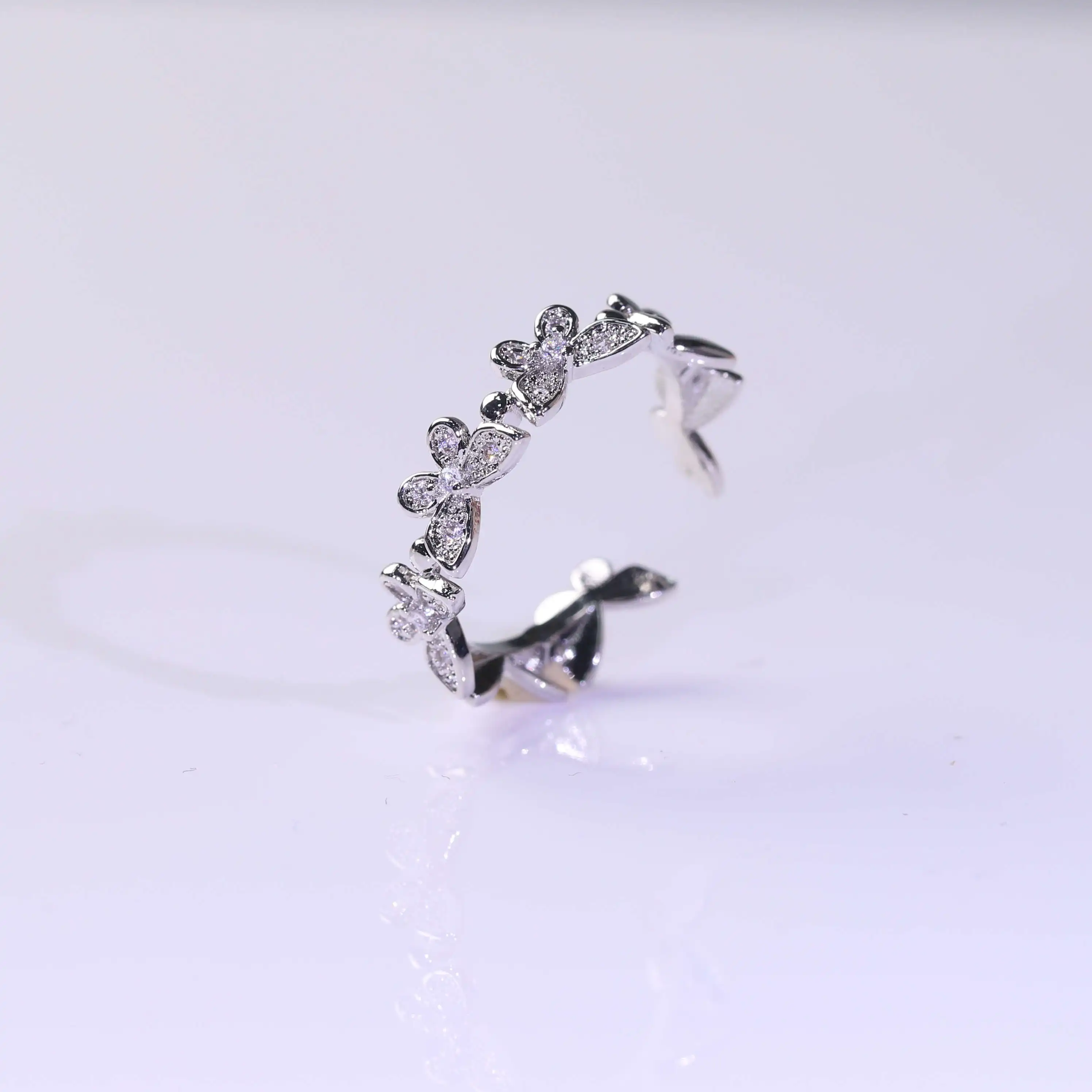 

Ins Fashion Women Butterfly Open Ring Luxury Cubic Zirconia Adjustable Ring Girl Jewelry Gift