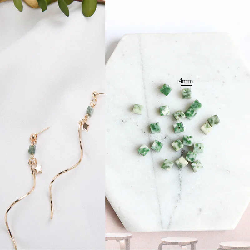 

10pcs Small Fresh Greenpoint Stone Accessories Simple Retro Stone Earrings Coaster Accessories Materials Diy