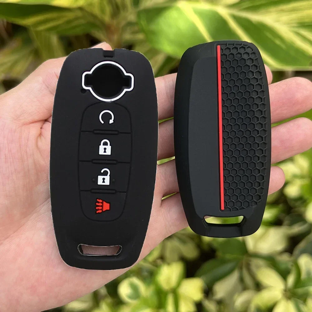 

4 Buttons Silicone Car Fob Key Cover Protect Skin Case Shell Rubber Bag Holder for Nissan Rogue Kicks Keychain Auto Accessories