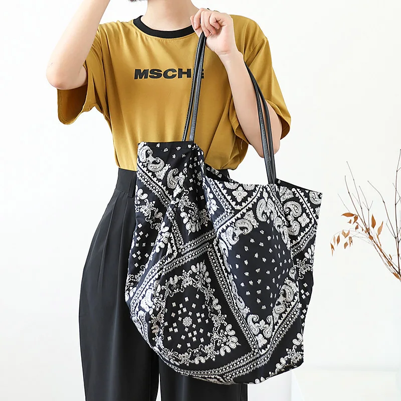 

Women Canvas Shopping Bag Print Female Cotton Cloth Shoulder Commuter Bag Eco Handbag Casual Tote Shopper Sac A43-56